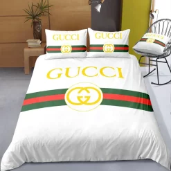 Gucci Logo Type 1107 Bedding Sets Covers  Fashion Brand Duvet Sheets Hyperbeast Bedroom Blankets Bed Linen Luxury Ideas