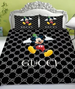 Gucci Mickey Black Logo Type 623 Bedding Sets Sheets Covers Luxury Ideas Duvet Blankets Bed Linen Hyperbeast Bedroom  Fashion Brand