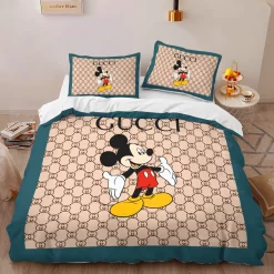 Gucci Mickey Fashion Logo Premium Luxury Brand High-End Bedding Sets Lv, For Home Best Luxury Bedding Sets