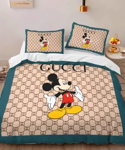 Gucci Mickey Fashion Logo Premium Luxury Brand High-End Bedding Sets Lv, For Home Best Luxury Bedding Sets