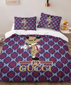 Gucci Mickey Hot Fashion Logo Premium Luxury Brand High-End Bedding Sets Lv, For Home Best Luxury Bedding Sets