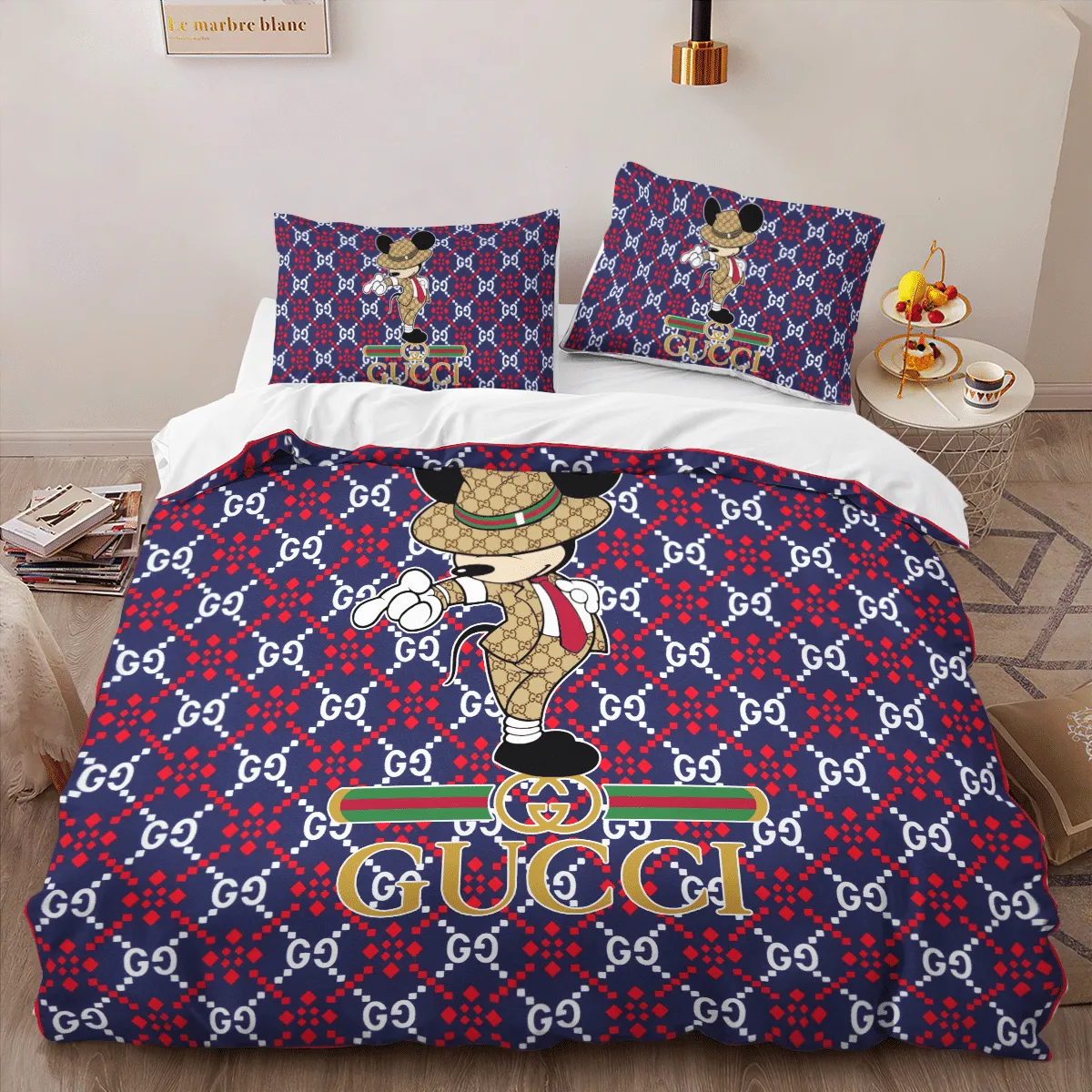Gucci Mickey Hot Fashion Logo Premium Luxury Brand High-End Bedding Sets Lv, For Home Best Luxury Bedding Sets Gucci Mickey Hot Fashion Logo Premium Luxury Brand High-End Bedding Sets Lv, For Home Best Luxury Bedding Sets