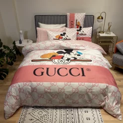 Gucci Mickey Luxury Brand Bedding Sets Duvet Cover Set, For Home Bedding Sets