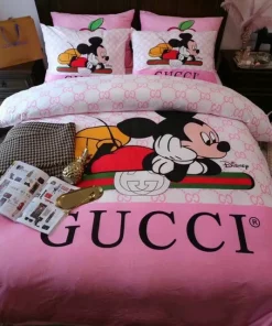 Gucci Mickey Mouse Disney Luxury Brand Bedding Sets Duvet Cover Set, For Home Best Luxury Bedding Sets