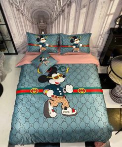 Gucci Mickey Mouse Fashion Luxury Brand Bedding Sets Sheets Covers Duvet Bed Linen Blankets Bedroom Idea