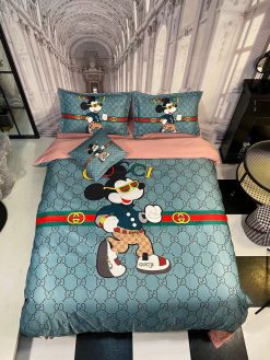 Gucci Mickey Mouse Fashion Luxury Brand Bedding Sets Sheets Covers Duvet Bed Linen Blankets Bedroom Idea