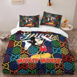 Gucci Mickey Mouse New Fashion Logo Premium Luxury Brand High-End Bedding Sets Lv, For Home Best Luxury Bedding Sets