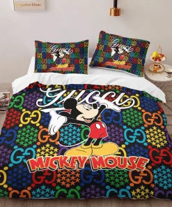 Gucci Mickey Mouse New Fashion Logo Premium Luxury Brand High-End Bedding Sets Lv, For Home Best Luxury Bedding Sets