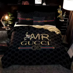 Gucci Mr Mickey Logo Type 1381 Bedding Sets Luxury Ideas Bed Linen Covers Duvet Premium Fashion Brand Hyperbeast Bedroom Sheets