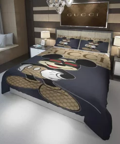 Gucci New Mickey Fashion Logo Luxury Brand Bedding Sets, For Home Bedding Sets