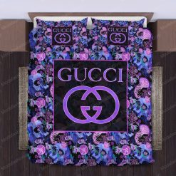 Gucci Pattern Violet Skull Bedding Sets Model 24 Home Decoration Bedding Sets