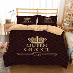 Gucci Queen Brown Logo Type 293 Bedding Sets Premium Fashion Brand Sheets Hyperbeast  Luxury Ideas Duvet Covers