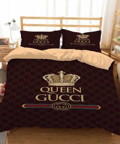Gucci Queen Brown Logo Type 293 Bedding Sets Premium Fashion Brand Sheets Hyperbeast  Luxury Ideas Duvet Covers