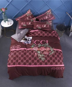 Gucci Red Wine Luxury Brand Bedding Sets Duvet Cover Set, For Home Best Luxury Bedding Sets