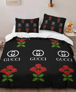 Gucci Roses Fashion Logo Premium Luxury Brand High-End Bedding Sets Lv, For Home Best Luxury Bedding Sets