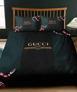Gucci Snake Black Green Luxury Brand Bedding Set Duvet Cover Set Home Decorations Bedding Sets