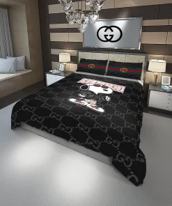 Gucci Snoopy Fashion Logo Luxury Brand Premium Bedding Sets, For Home Bedding Sets