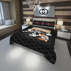Gucci Tom And Jerrry Fashion Logo Luxury Brand Premium Bedding Sets, For Home Bedding Sets