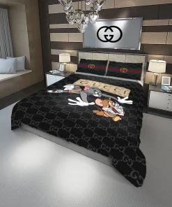 Gucci Tom And Jerrry Fashion Logo Luxury Brand Premium Bedding Sets, For Home Bedding Sets