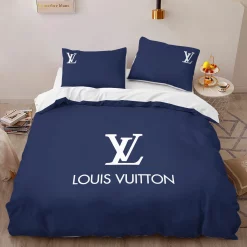 Louis Vuitton Blue Logo Limited Edition Luxury Brand High-End Bedding Sets Lv, For Home Best Luxury Bedding Sets