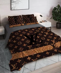 Louis Vuitton Brown Luxury Brand High End Premium Bedding Sets Duvet Bedroom Idea Blankets Covers Bed Linen Sheets