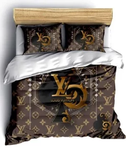Louis Vuitton Card Luxury Brand Bedding Set For Bedroom Luxury Duvet Cover Set With Pillowcases Home Decoration Bedding Sets