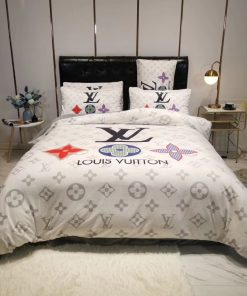 Louis Vuitton Colorful logo in White Background Comforter Bedding Set