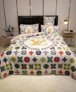 Louis Vuitton Colorful Monogram in White Background Comforter Bedding Set