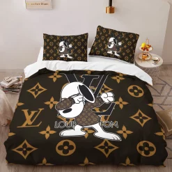Louis Vuitton Dabbing Snoopy Luxury Brand Bedding Sets Duvet Cover Set, For Home Best Luxury Bedding Sets
