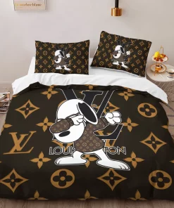 Louis Vuitton Dabbing Snoopy Luxury Brand Bedding Sets Duvet Cover Set, For Home Best Luxury Bedding Sets