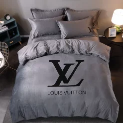 Louis Vuitton Grey Brand Bedding Sets Duvet Cover Set, For Home Bedding Sets