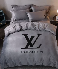 Louis Vuitton Grey Brand Bedding Sets Duvet Cover Set, For Home Bedding Sets