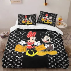 Louis Vuitton Mickey Mouse Luxury Brand Bedding Sets Duvet Cover Set Best Luxury Bedding Sets