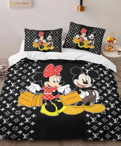 Louis Vuitton Mickey Mouse Luxury Brand Bedding Sets Duvet Cover Set Best Luxury Bedding Sets