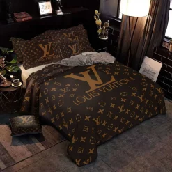 Louis Vuitton New Hot Ver2 Brown Luxury Brand Bedding Set Duvet Cover Set Bedding Sets