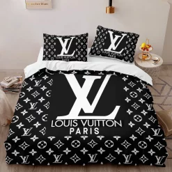 Louis Vuitton Paris Logo Type 585 Bedding Sets Blankets Luxury Ideas Bed Linen Sheets Duvet Hyperbeast Bedroom Covers Premium Fashion Brand