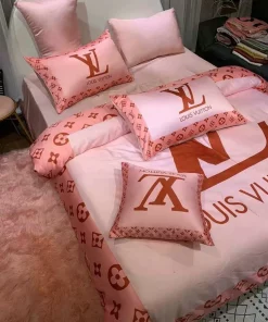 Louis Vuitton Pinky Luxury Brand Bedding Sets Duvet Cover Set, For Home Bedding Sets