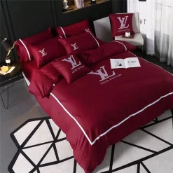 Louis Vuitton Red Luxury Brand Bedding Set Bedding Sets
