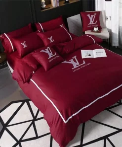Louis Vuitton Red Luxury Brand Bedding Set Bedding Sets