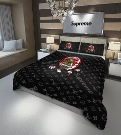 Louis Vuitton Supreme Ac Milan Fc Luxury Brand Bedding Set For Bedroom Luxury Duvet Cover Set With Pillowcases Home Decoration Bedding Sets
