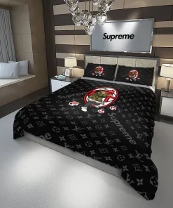 Louis Vuitton Supreme Ac Milan Fc Luxury Brand Bedding Set For Bedroom Luxury Duvet Cover Set With Pillowcases Home Decoration Bedding Sets