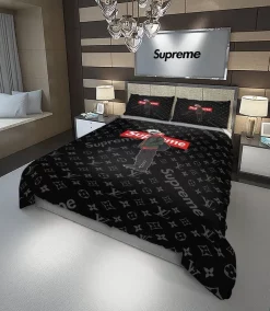 Louis Vuitton Supreme Brand Tokyo Luxury Brand Bedding Set For Bedroom Luxury Duvet Cover Set With Pillowcases Home Decoration Bedding Sets