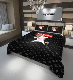 Louis Vuitton Supreme Unicorn Luxury Brand Bedding Set For Bedroom Luxury Duvet Cover Set With Pillowcases Home Decoration Bedding Sets