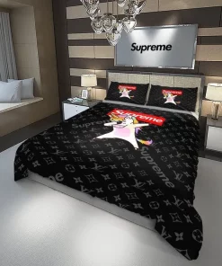 Louis Vuitton Supreme Unicorn Luxury Brand Bedding Set For Bedroom Luxury Duvet Cover Set With Pillowcases Home Decoration Bedding Sets