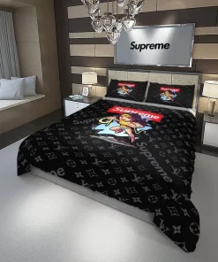 Louis Vuitton Supreme Wonder Woman Luxury Brand Bedding Set For Bedroom Luxury Duvet Cover Set With Pillowcases Home Decoration Bedding Sets