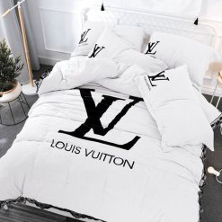 Louis Vuitton White Luxury Brand High-End Bedding Set Louis Vuitton Bedding Sets
