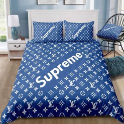 Louis Vuitton x Supreme Blue Monogram Bedding Set