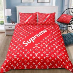 Louis Vuitton x Supreme Red Monogram Comforter Bedding Set