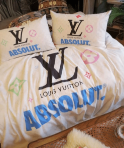 Luxury Louis Vuitton Absolut. Logo in White Background Bedding Set