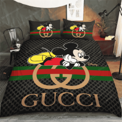 Mickey Mouse Gucci Logo Fashion Brands Bed Sheets Spread Comforter Duvet Cover Bedding Sets